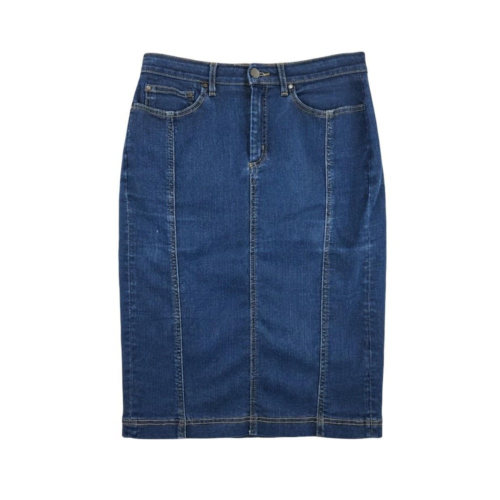 Boden Women Dark Wash Denim Pencil Skirt Panelled Knee Length Blue 6R